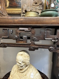 A large Chinese wooden 'Tiaoan' or altar table with chilong design, 19th C.