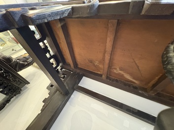 A large Chinese wooden 'Tiaoan' or altar table with chilong design, 19th C.