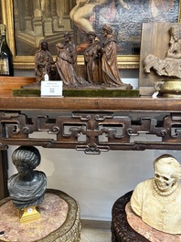 A large Chinese wooden 'Tiaoan' or altar table with chilong design, 19th C.