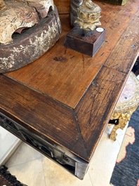 A large Chinese wooden 'Tiaoan' or altar table with chilong design, 19th C.