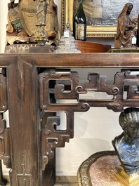 A large Chinese wooden 'Tiaoan' or altar table with chilong design, 19th C.