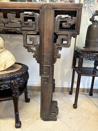 A large Chinese wooden 'Tiaoan' or altar table with chilong design, 19th C.