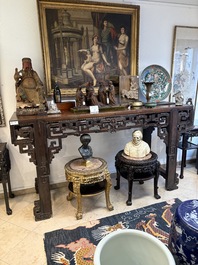 A large Chinese wooden 'Tiaoan' or altar table with chilong design, 19th C.