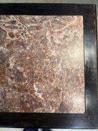 A Chinese marble-topped hongmu console table, 19/20th C.