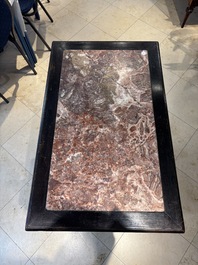 A Chinese marble-topped hongmu console table, 19/20th C.