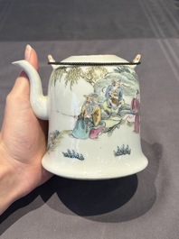 Two Chinese famille rose covered teapots and a qianjiang cai covered teapot, signed Wang Shaowei 王少維, 19th C.