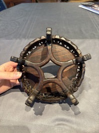 A collection of 38 Chinese wooden stands and a box, 19/20th C.