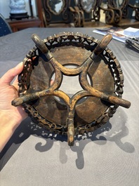 A collection of 38 Chinese wooden stands and a box, 19/20th C.