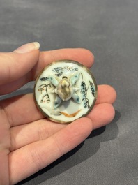 Two Chinese famille rose covered teapots and a qianjiang cai covered teapot, signed Wang Shaowei 王少維, 19th C.