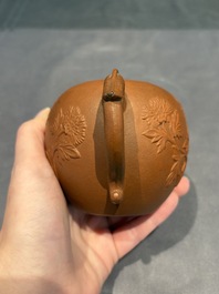 Three Chinese Yixing stoneware teapots, Chen Ziwen 陳子文 and Wen Cai 文彩 mark, Kangxi and later