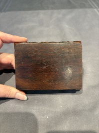 A collection of 38 Chinese wooden stands and a box, 19/20th C.