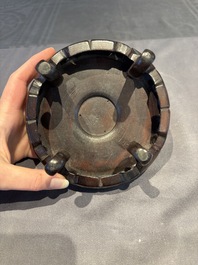 A collection of 38 Chinese wooden stands and a box, 19/20th C.