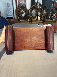 A collection of 38 Chinese wooden stands and a box, 19/20th C.