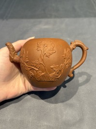 Three Chinese Yixing stoneware teapots, Chen Ziwen 陳子文 and Wen Cai 文彩 mark, Kangxi and later