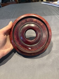 A collection of 38 Chinese wooden stands and a box, 19/20th C.