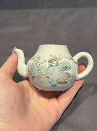 Two Chinese famille rose covered teapots and a qianjiang cai covered teapot, signed Wang Shaowei 王少維, 19th C.