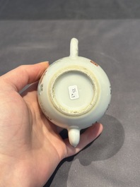 Two Chinese famille rose covered teapots and a qianjiang cai covered teapot, signed Wang Shaowei 王少維, 19th C.