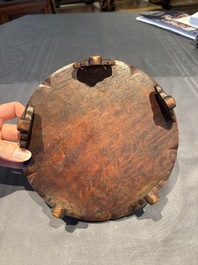 A collection of 38 Chinese wooden stands and a box, 19/20th C.