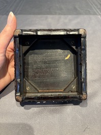 A collection of 38 Chinese wooden stands and a box, 19/20th C.