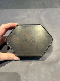 A collection of 38 Chinese wooden stands and a box, 19/20th C.