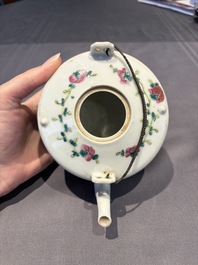 Two Chinese famille rose covered teapots and a qianjiang cai covered teapot, signed Wang Shaowei 王少維, 19th C.