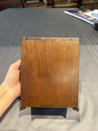 A collection of 38 Chinese wooden stands and a box, 19/20th C.