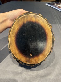 A collection of 38 Chinese wooden stands and a box, 19/20th C.