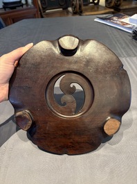 A collection of 38 Chinese wooden stands and a box, 19/20th C.