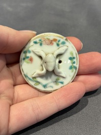 Two Chinese famille rose covered teapots and a qianjiang cai covered teapot, signed Wang Shaowei 王少維, 19th C.