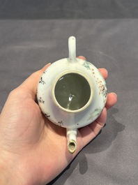 Two Chinese famille rose covered teapots and a qianjiang cai covered teapot, signed Wang Shaowei 王少維, 19th C.