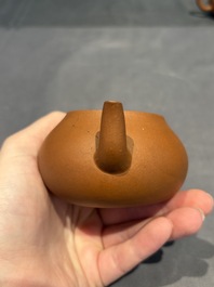 Three Chinese Yixing stoneware teapots, Chen Ziwen 陳子文 and Wen Cai 文彩 mark, Kangxi and later