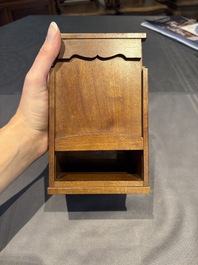 A collection of 38 Chinese wooden stands and a box, 19/20th C.