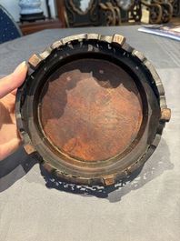 A collection of 38 Chinese wooden stands and a box, 19/20th C.