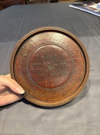 A collection of 38 Chinese wooden stands and a box, 19/20th C.