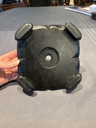 A collection of 38 Chinese wooden stands and a box, 19/20th C.