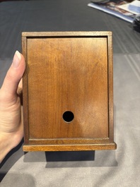 A collection of 38 Chinese wooden stands and a box, 19/20th C.