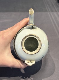 Two Chinese famille rose covered teapots and a qianjiang cai covered teapot, signed Wang Shaowei 王少維, 19th C.