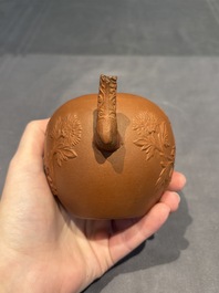 Three Chinese Yixing stoneware teapots, Chen Ziwen 陳子文 and Wen Cai 文彩 mark, Kangxi and later