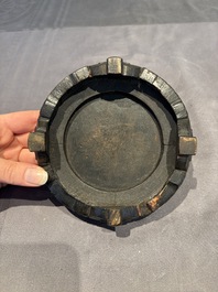 A collection of 38 Chinese wooden stands and a box, 19/20th C.