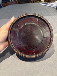 A collection of 38 Chinese wooden stands and a box, 19/20th C.