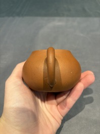 Three Chinese Yixing stoneware teapots, Chen Ziwen 陳子文 and Wen Cai 文彩 mark, Kangxi and later