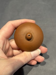 Three Chinese Yixing stoneware teapots, Chen Ziwen 陳子文 and Wen Cai 文彩 mark, Kangxi and later