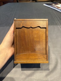 A collection of 38 Chinese wooden stands and a box, 19/20th C.