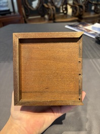 A collection of 38 Chinese wooden stands and a box, 19/20th C.