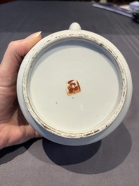 Two Chinese famille rose covered teapots and a qianjiang cai covered teapot, signed Wang Shaowei 王少維, 19th C.