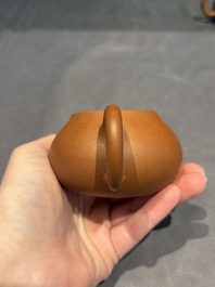 Three Chinese Yixing stoneware teapots, Chen Ziwen 陳子文 and Wen Cai 文彩 mark, Kangxi and later