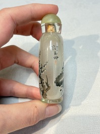 A Chinese rock crystal and two glass inside painted snuff bottles, 19/20th C., with a signed copy of 'Chinese Inside Painting of the Modern Age', 2005