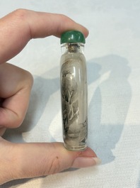 A Chinese rock crystal and two glass inside painted snuff bottles, 19/20th C., with a signed copy of 'Chinese Inside Painting of the Modern Age', 2005