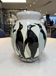 A fine Charles Catteau for Boch K&eacute;ramis 'Penguin' vase, early 20th C.