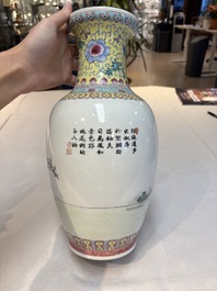 Seven Chinese famille rose vases, a scroll jar and a jardini&egrave;re on a stand, Qianlong marks, 20th C.